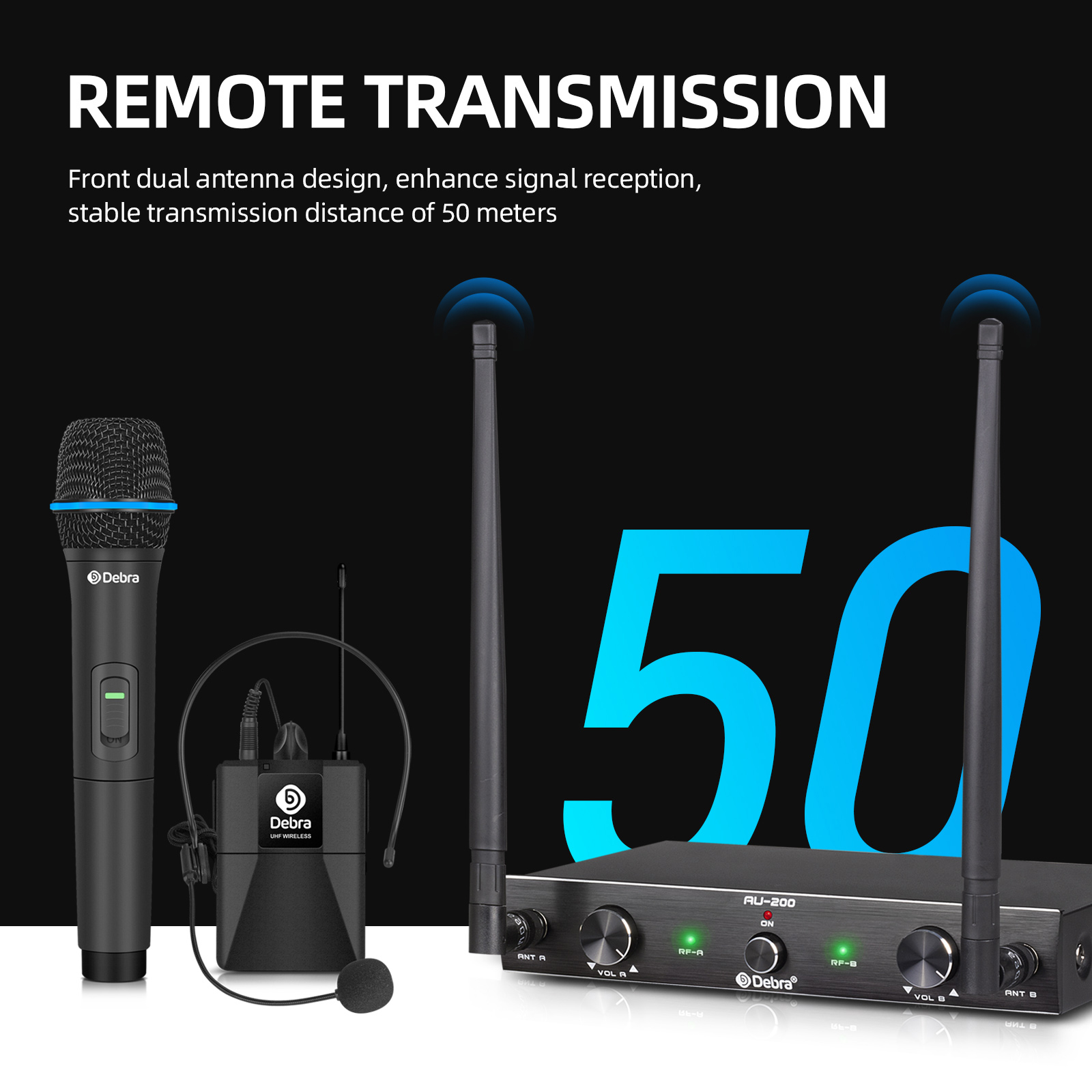 AU-200 UHF Wireless Microphone（Handheld / Headset / Lavalier Mic）
