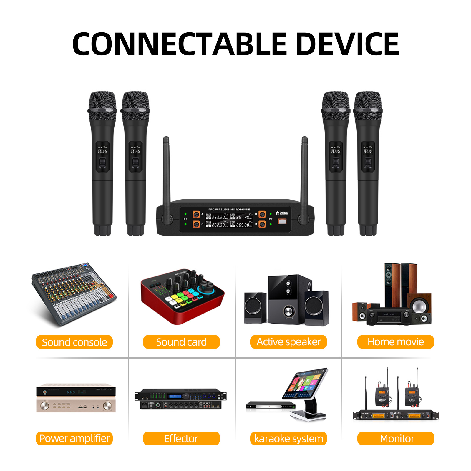 KV04 VHF 4Channel Wireless Microphone