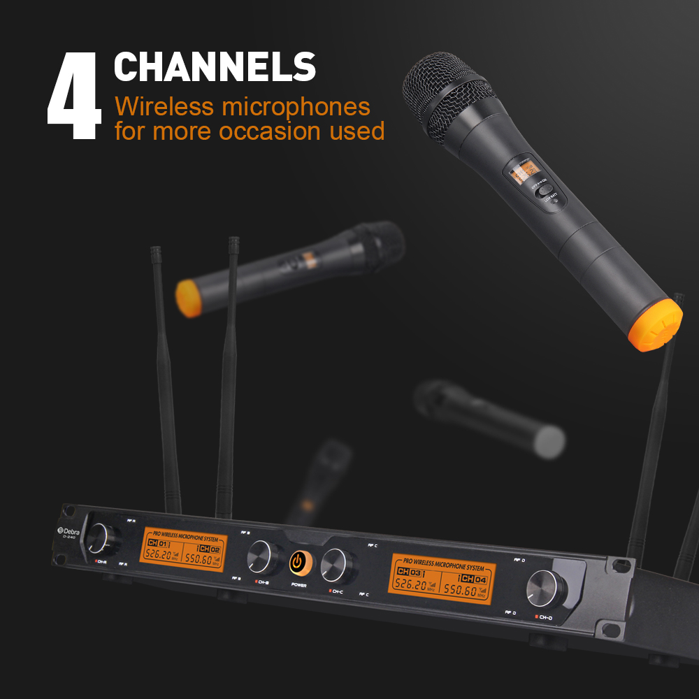 D-240 UHF Wireless Microphone（2Handheld 2Lavalier 2Headset Mic）