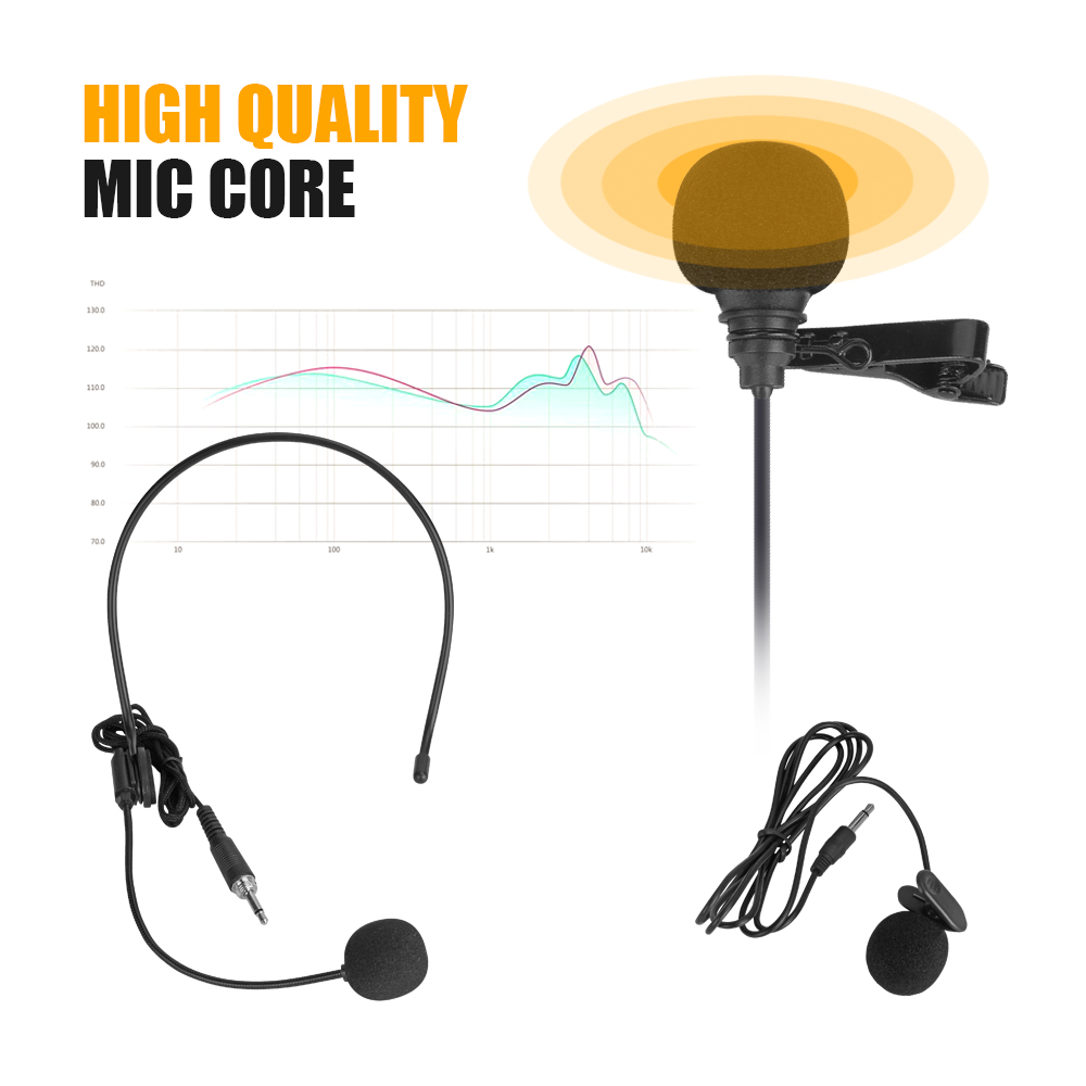 D-220 UHF Wireless Microphone（2Headset 2Lavalier Mic）