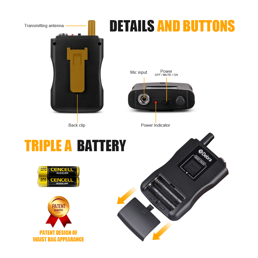 D-220 UHF Wireless Microphone（1Handheld Mic 1Headset 1Lavalier Mic）