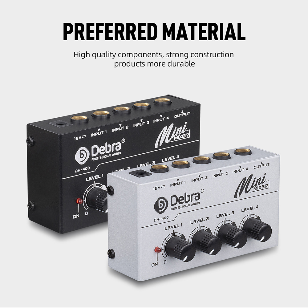 DH400 Portable 4 Channel Audio Mixer