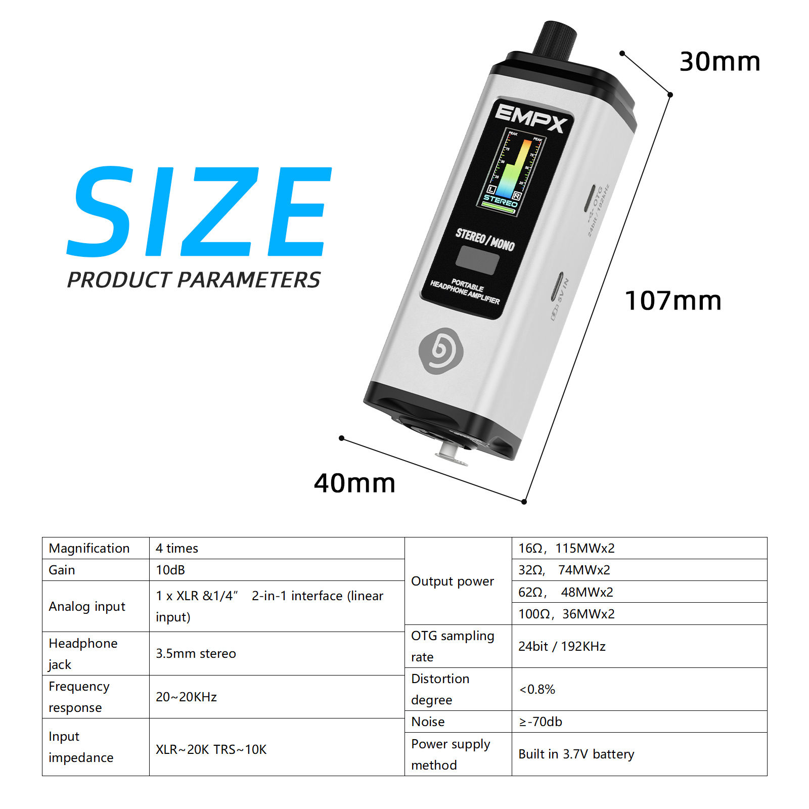 EMPX Professional Headphone Monitoring Amplifier (White)