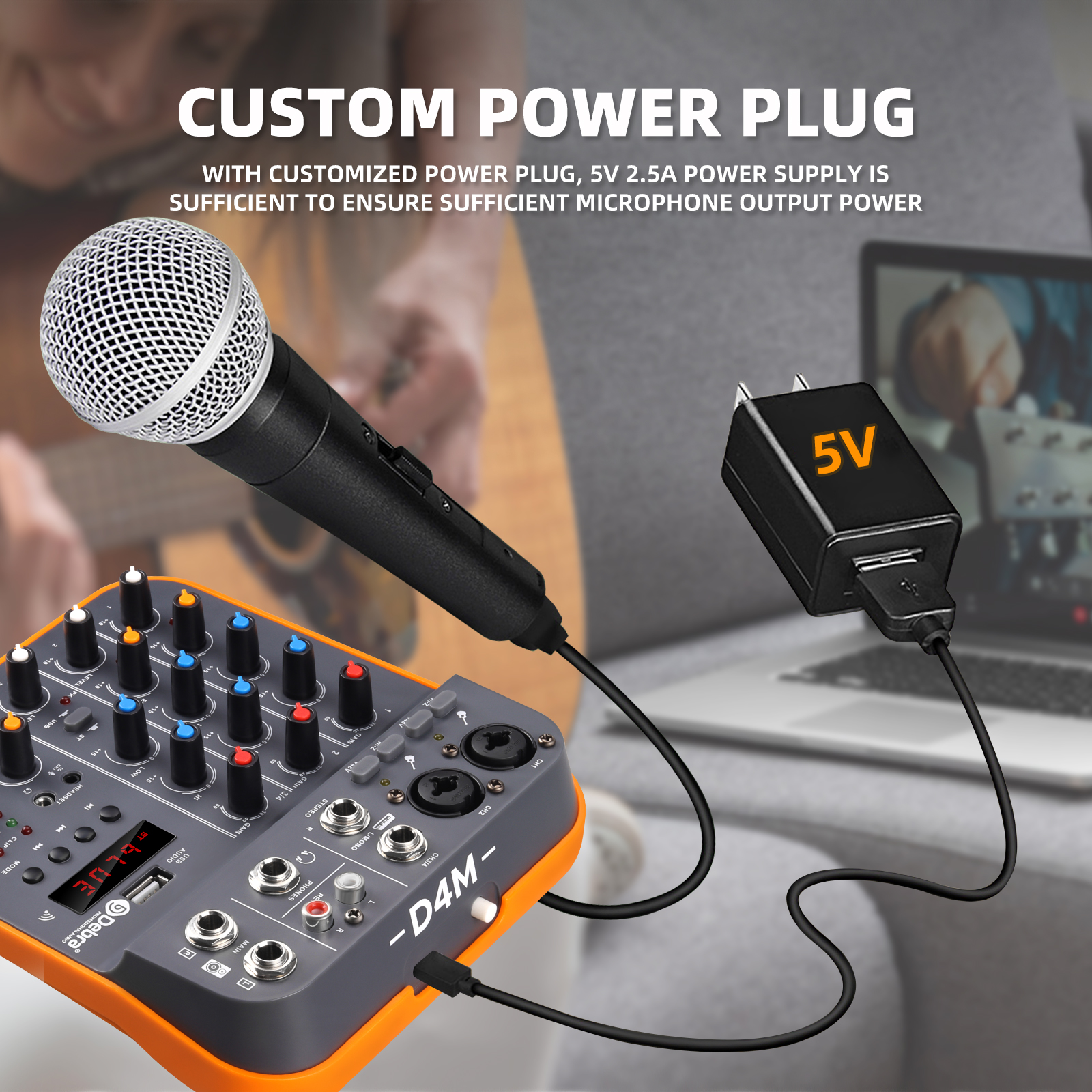 D4M 4-Channel Portable Audio Mixer