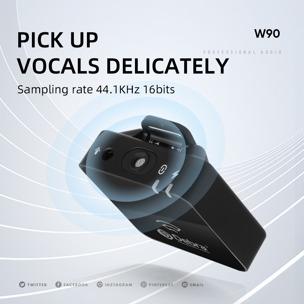 W90 2.4G DSLR camera/smartphone wireless recording microphone