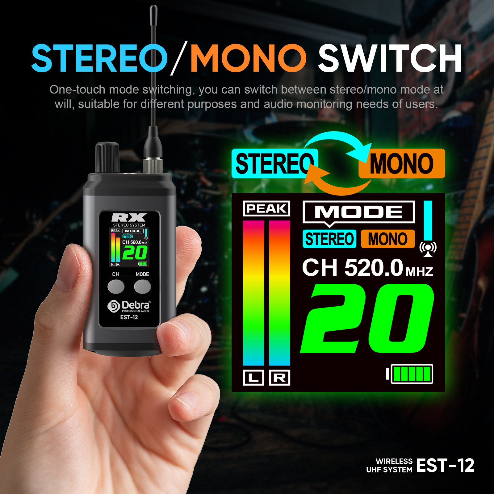 EST-12 Stereo Portable Wireless In-Ear Monitor System