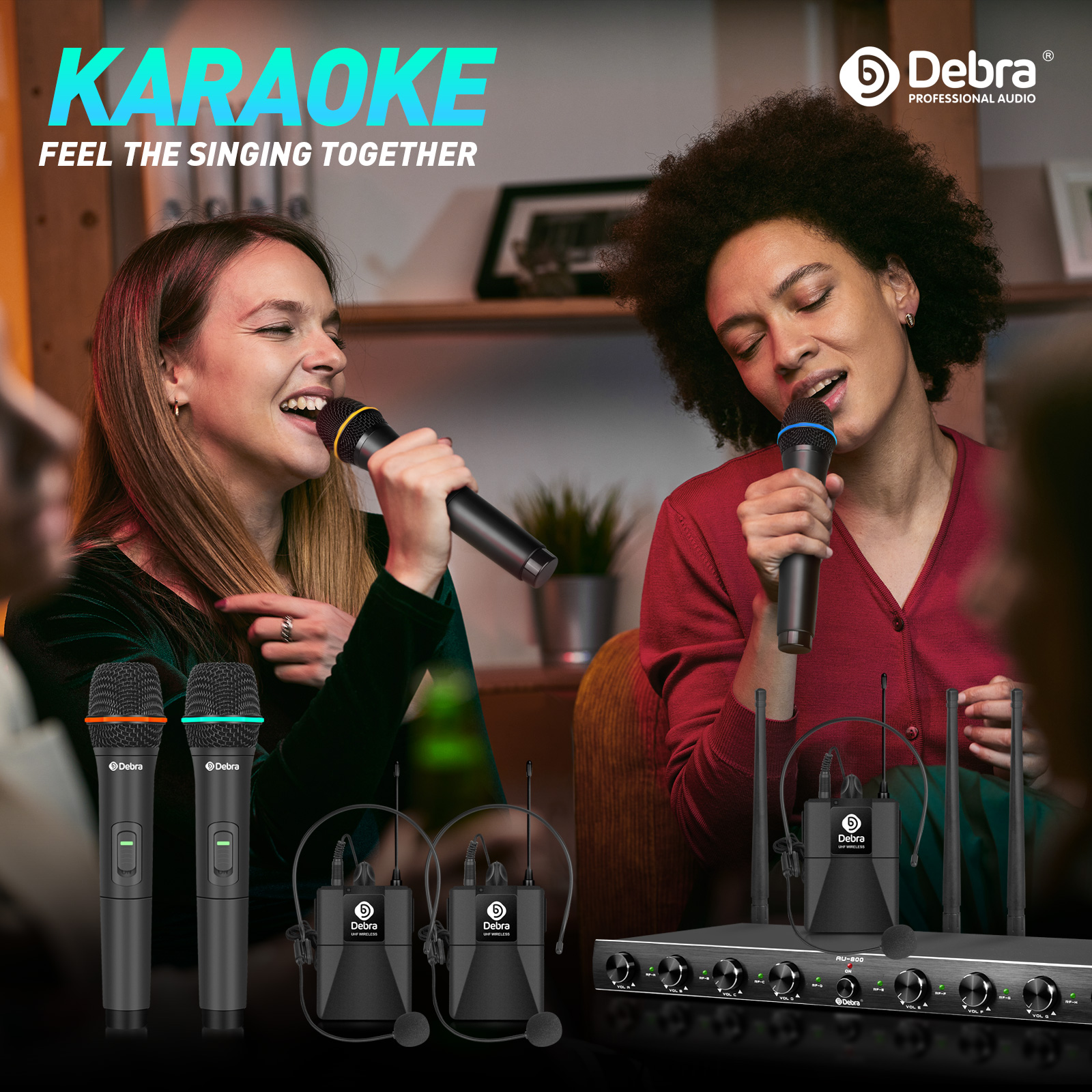 AU-800 UHF 8Channel Wireless Microphone System