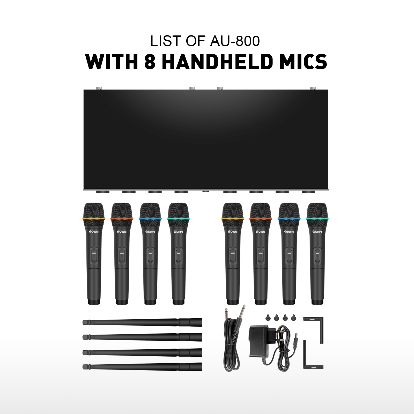 AU-800 UHF 8Channel Wireless Microphone System