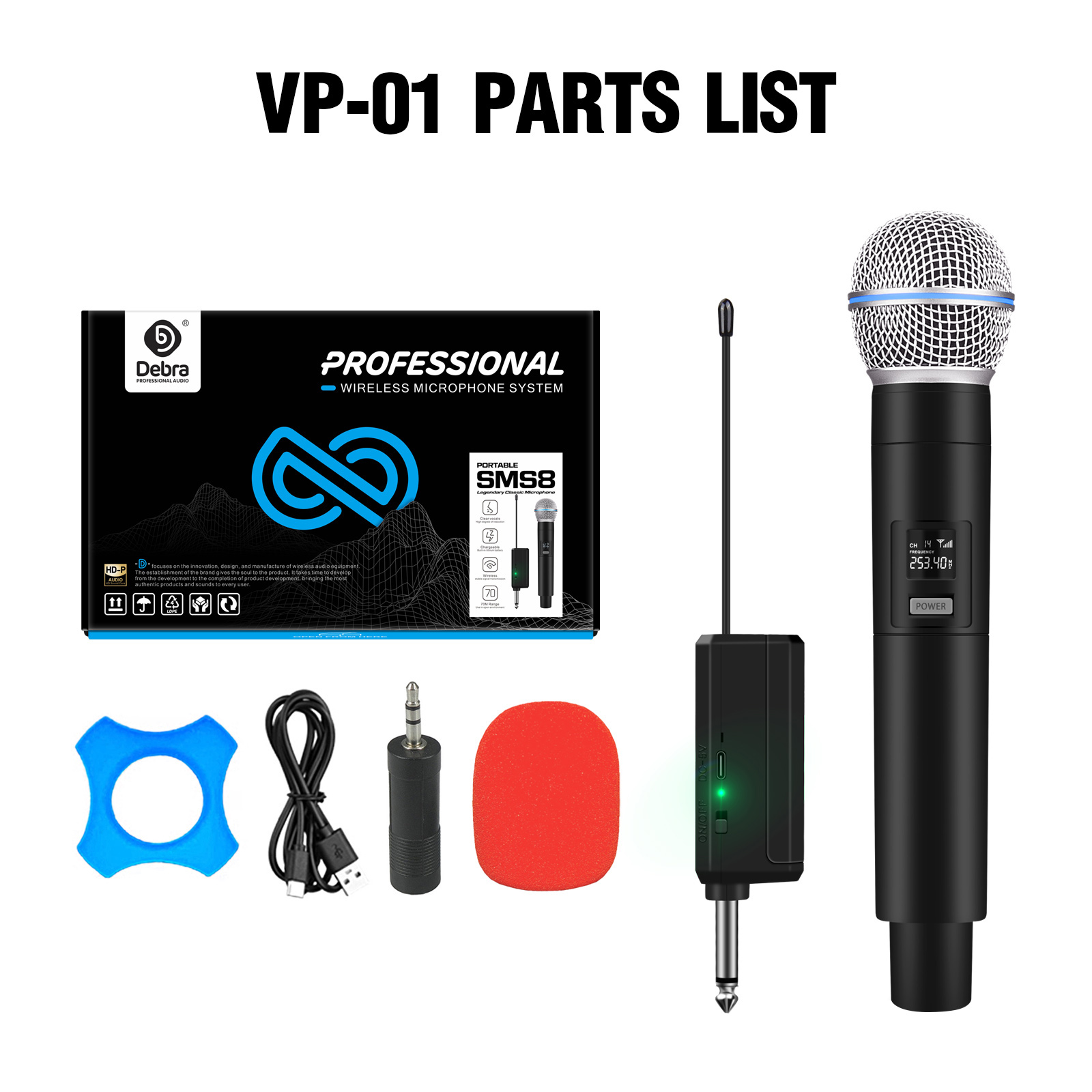 VP02 VHF Portable Wireless Microphone