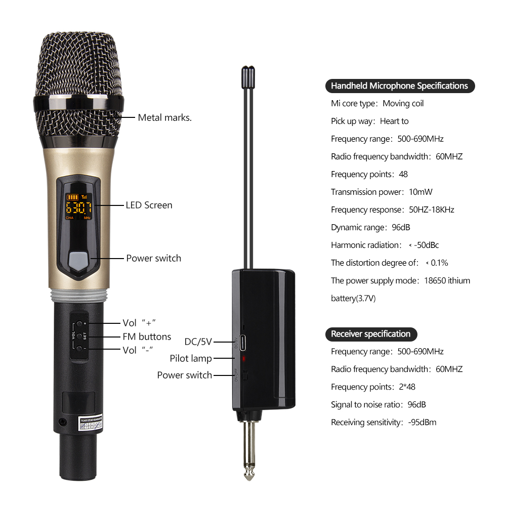 A-25 UHF Portable Wireless Microphone 