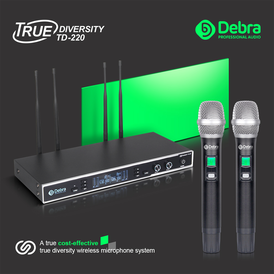 TD-220 Professional True Diversity Wireless Microphone System（2Handheld Mic）