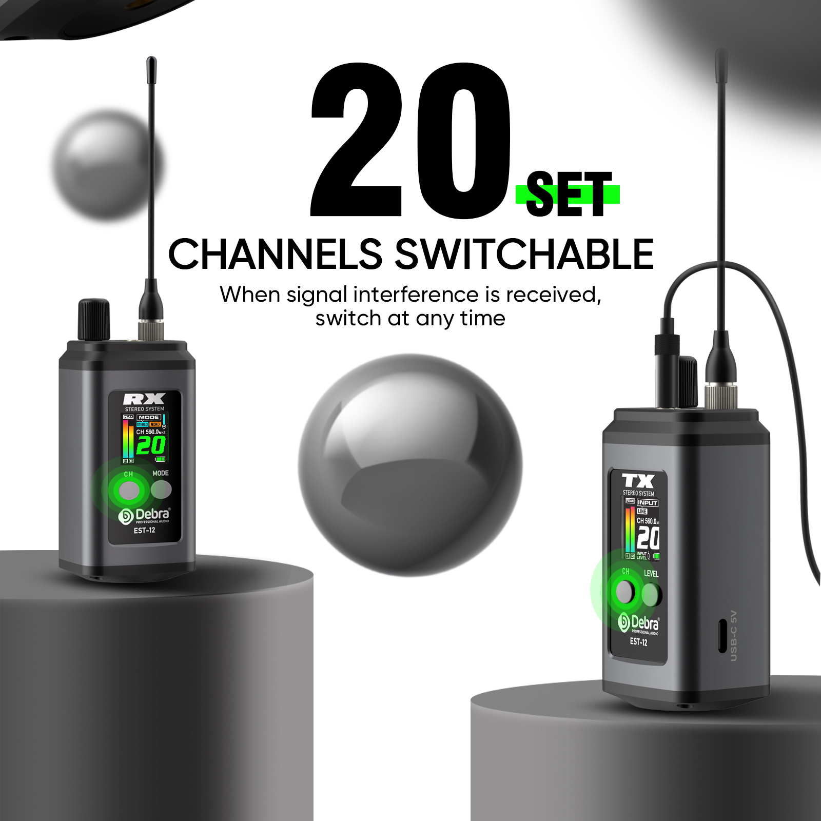 EST-12 Stereo Portable Wireless In-Ear Monitor System