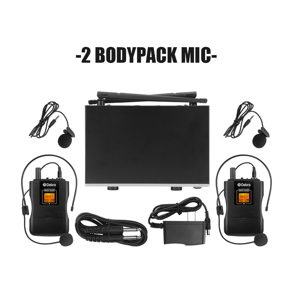 D-220 UHF Wireless Microphone（2Headset 2Lavalier Mic）