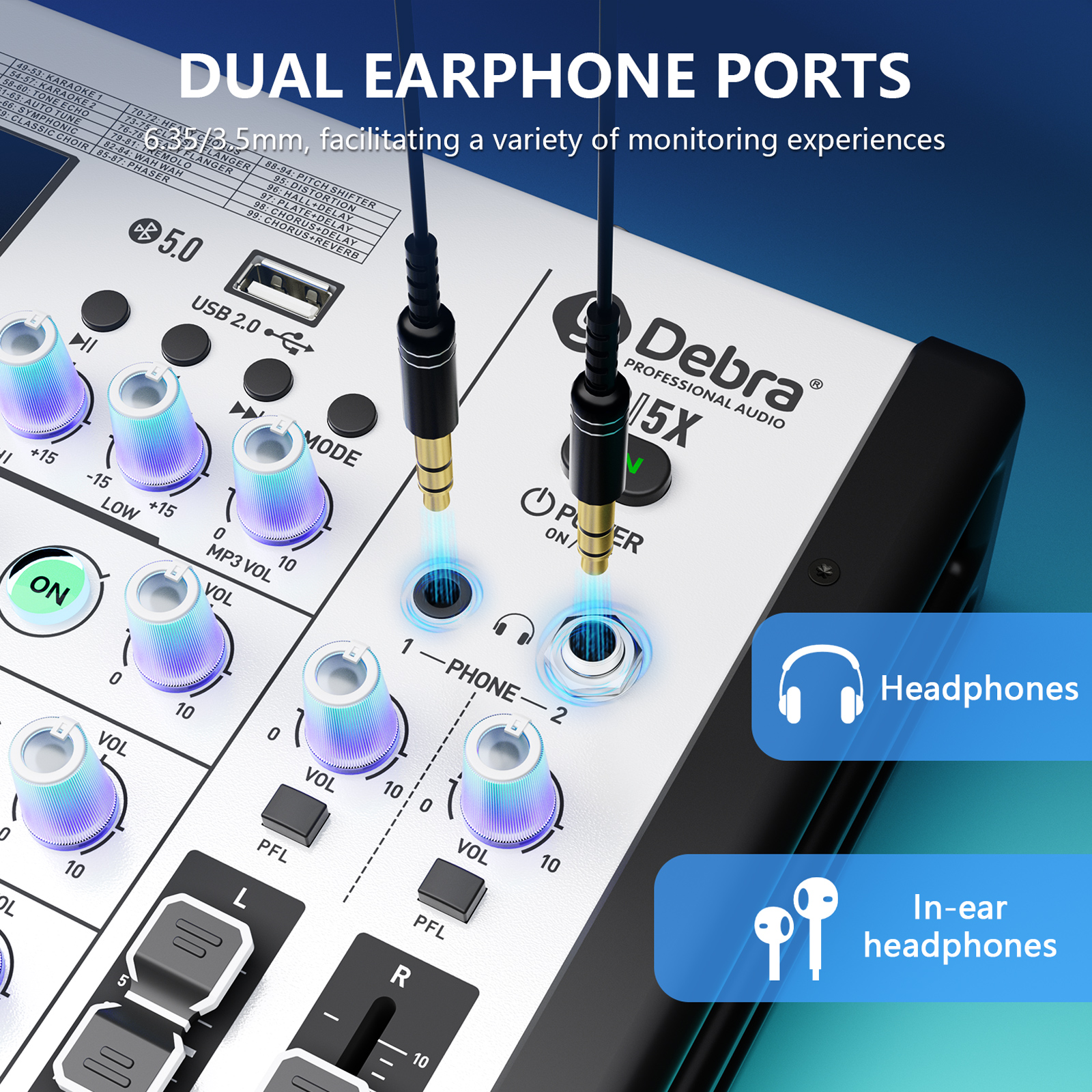 DI5X Audio Mixer & Sound Card &ndash; Dual OTG, 99 DSP Effects, HD TFT Display, 24-bit/192kHz