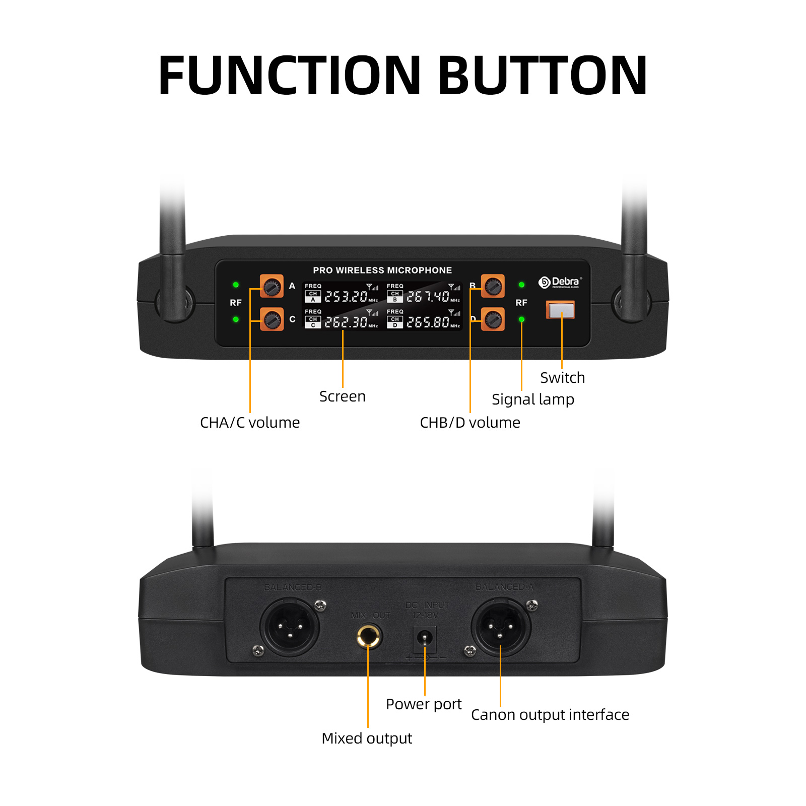 KV04 VHF 4Channel Wireless Microphone