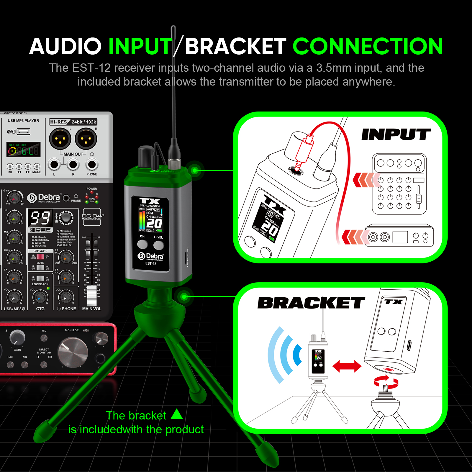 EST-12 Stereo Portable Wireless In-Ear Monitor System