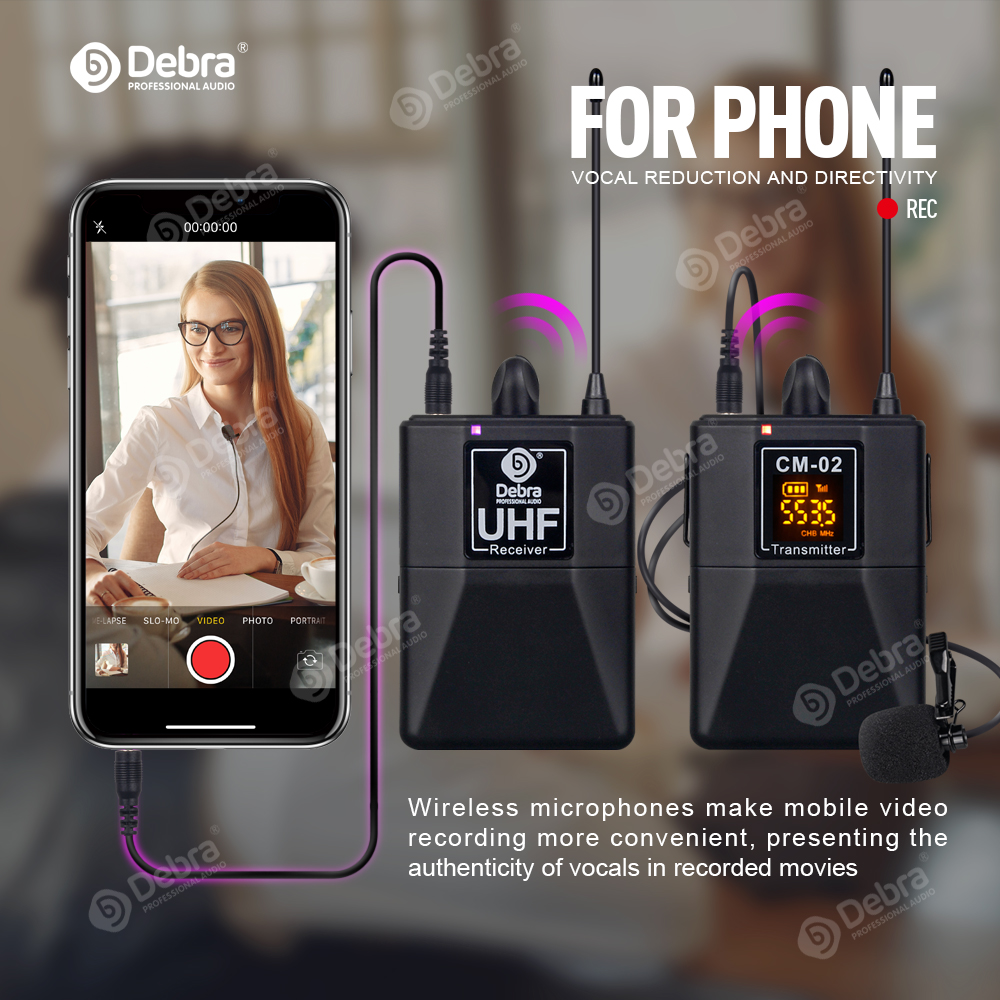CM-02 Smartphone/DSLR Camera Wireless Recording Microphone