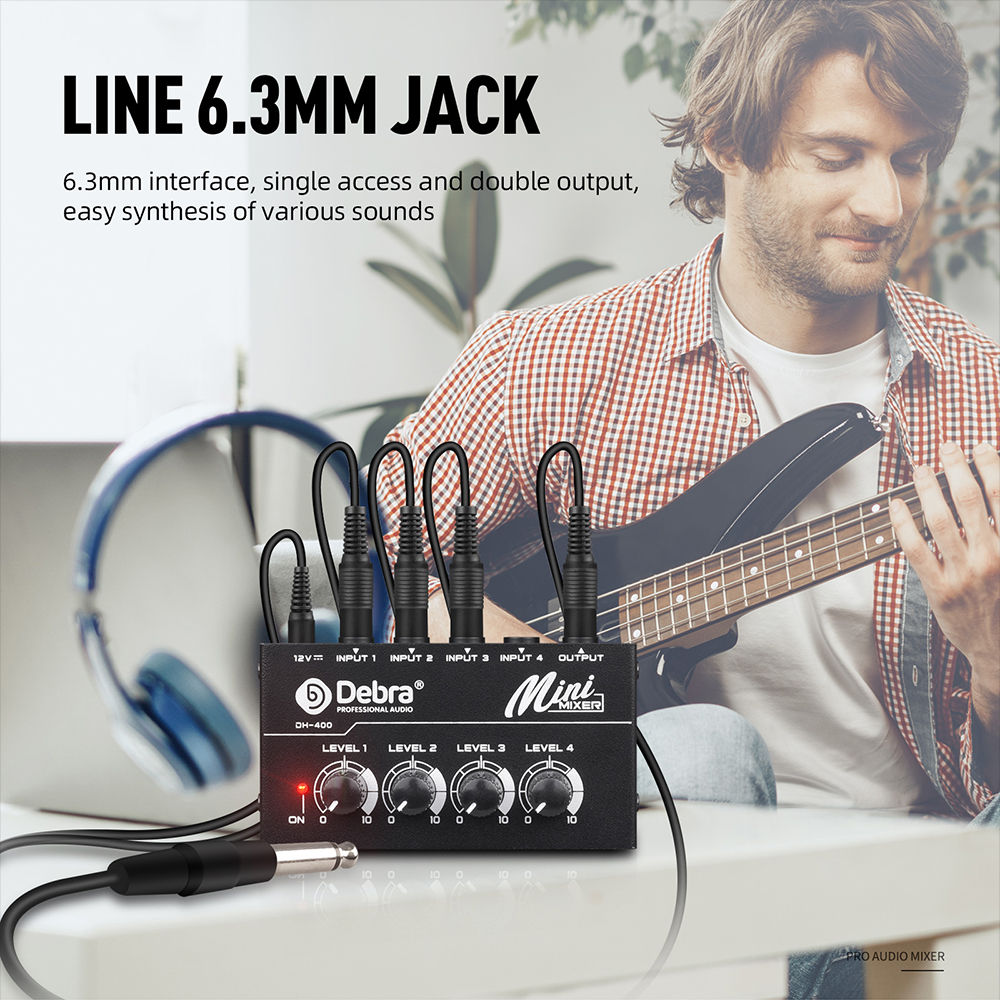 DH400 Portable 4 Channel Audio Mixer