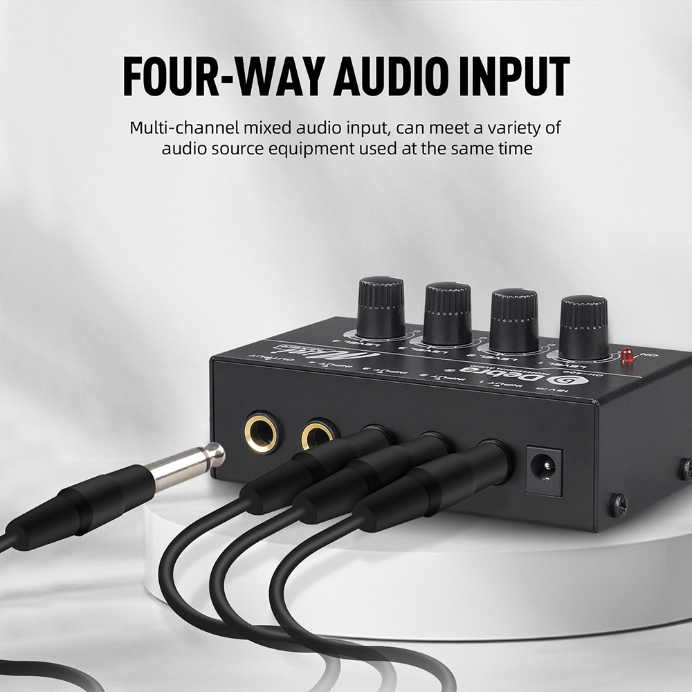 DH400 Portable 4 Channel Audio Mixer